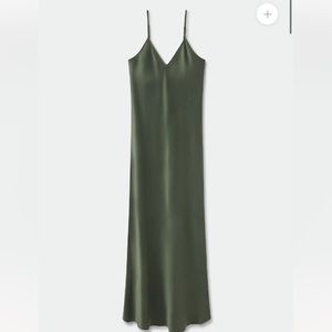Silk Laundry 90s Silk Slip Bias Dress S Small Cedar Green